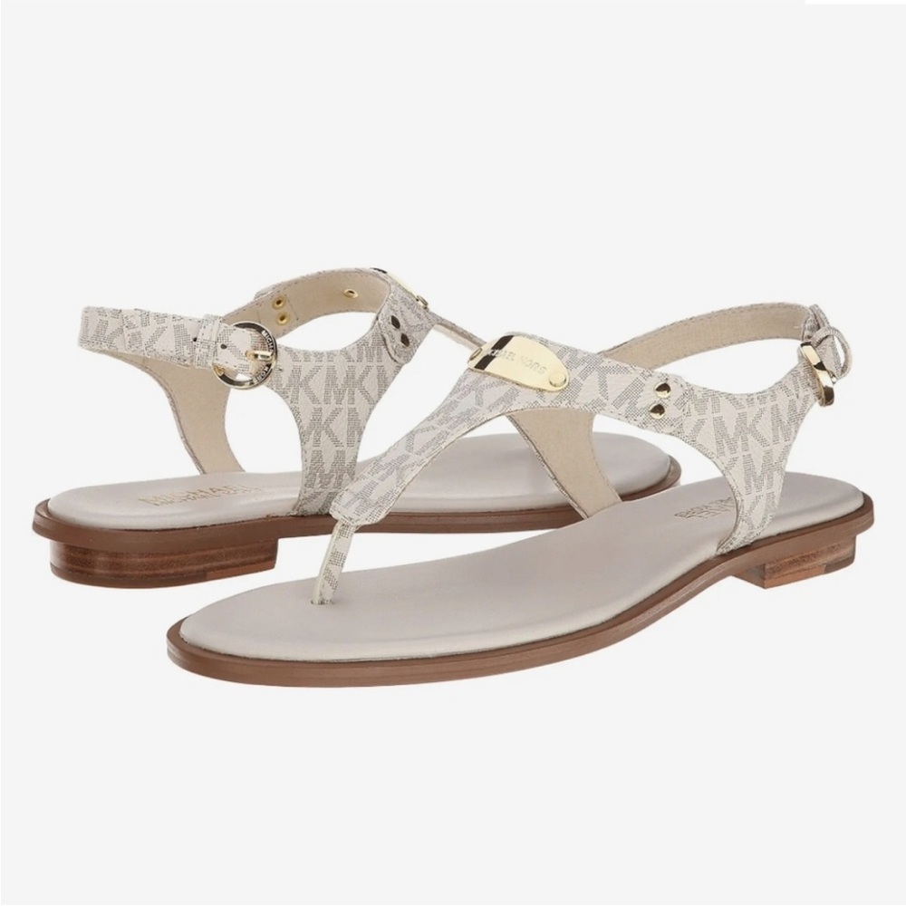 Michael Kors Women's White Logo Thong Sandals